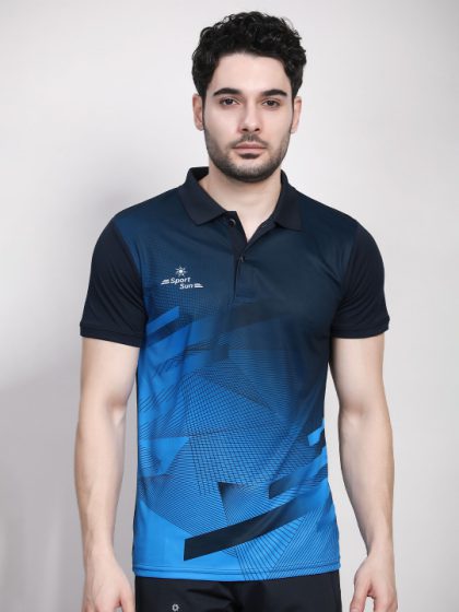 Colourblocked Rapid-Dry Polo Collar Training or Gym Sports T-shirt